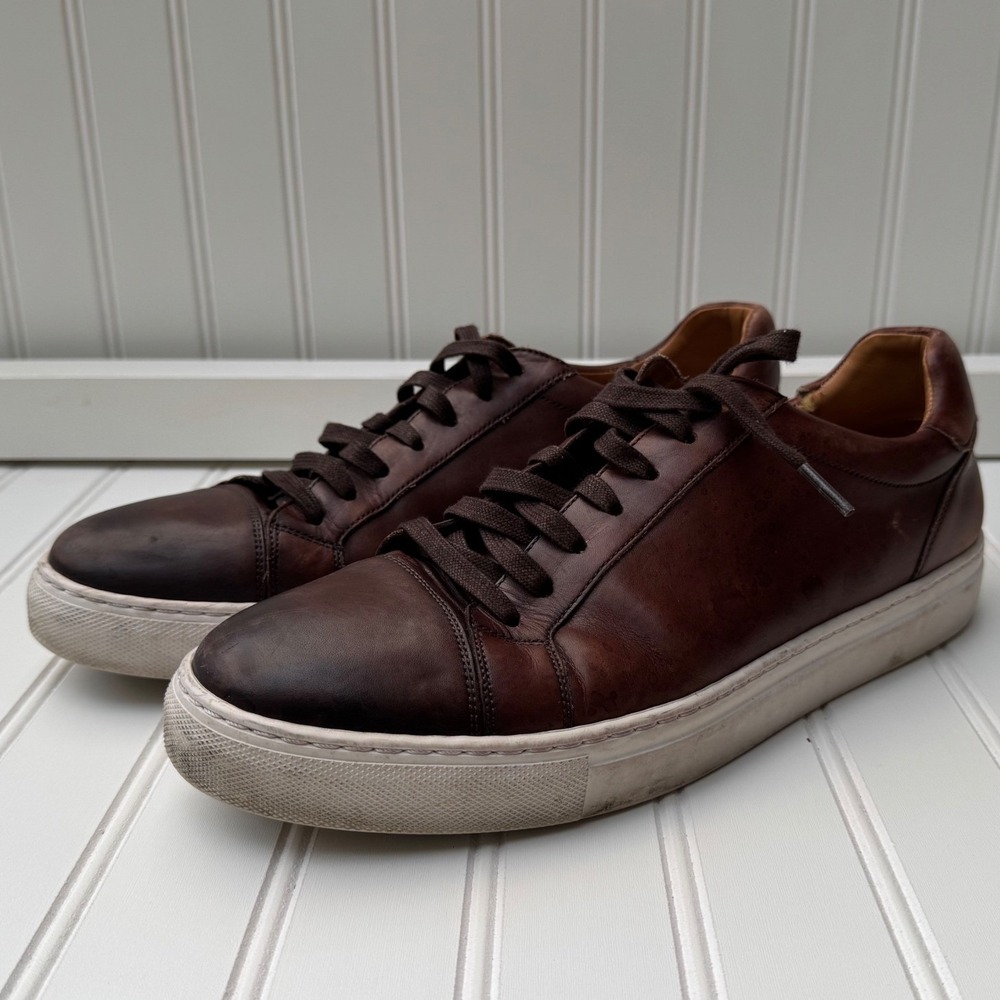 Magnanni Brown‎ Leather Low Top Sneakers Mens Size 10 M Spain